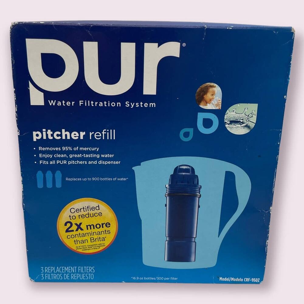 PUR CRF-950Z Pitcher Filter Replacement 3-Pack Reduces Lead & Chlorine New